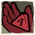 Icono del gesto «Lanzar un D4».