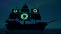 The Ship Set on a Galleon at night.