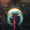 The Figurehead’s rainbow as seen from the bowsprit.
