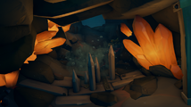 The third room leads into an underwater cave with timed Spikes in them.