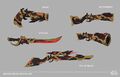 Concept art of Reaper's Heart weapons by Thomas Mahon.