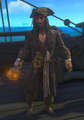 Jack Sparrow in his human form on the Black Pearl duing Lords of the Sea.