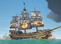 A Galleon equipped with the Fates of Fortune ship set.