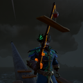 A pirate with their freshly caught Wooden Plank.