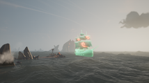 This time you have to chase just the The Ashen Dragon, finding Stone's ship flipped over by an Island.
