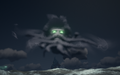 A cloud in the shape of Davy Jones' face looms over the Spire in Lords of the Sea.