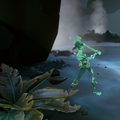 The Ghostly Skeleton burying the Grail of the Ashen Curse at Cinder Islet