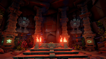 The Ancient Totem Vault is composed of a Table with four braziers and 3 keyholes, 4 rotatable pillars and two statues that start filling the room with water.