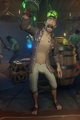 A male pirate with three missing teeth.