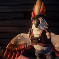 A Garnet Cockatoo with the outfit