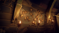 Gold Reaper's Masks are hung around the walls of the tent.