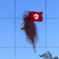 Un barco con la bandera de la Marca de la Parca izada en el mapa.