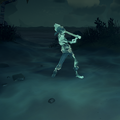 The Ghostly Skeleton burying the Chalice of the Ashen Curse at Tri-Rock Isle