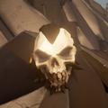 The Ancient Skull in hand, hiding the soul of the final Captain.